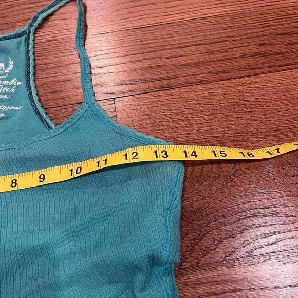 y2k abercrombie & fitch teal ribbed razor back tank top medium - Picture 5 of 8